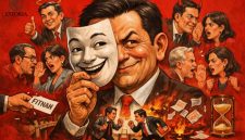 Gambar Ilustrasi Perilaku Main Belakang. Psikologi tentang orang berwajah ganda yang suka mengadu domba demi menjadi pusat perhatian dan keuntungan transaksi (doc. estoria)