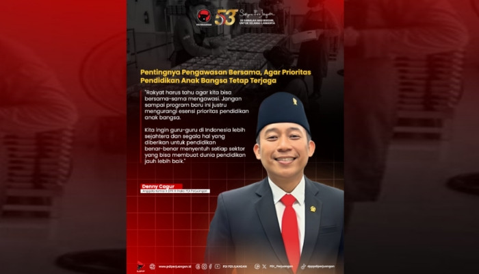 PAMFLET. Anggota Komisi X DPR RI Fraksi PDI Perjuangan, Denny Cagur, menyoroti alokasi anggaran MBG yang disebut bersumber dari dana pendidikan. (istimewa/redaksi/estoria)